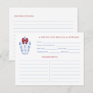 Holidays Red Bow Ginger Jar Monogram Recipe Card