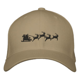 Holidays Santa Sleigh Ride Scene Embroidery Embroidered Hat