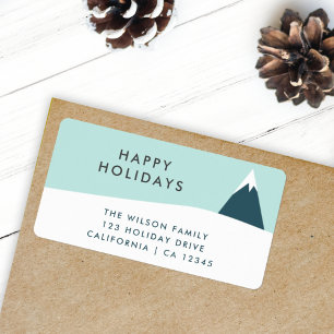 Holidays Snow Mountain Scandi Return Address Label