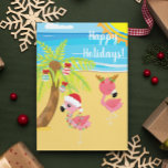 Holidays Tropical Beach Flamingo Christmas Postcard<br><div class="desc">This design was created through digital art. It may be personalized by clicking the customize button and changing the photo, colour, adding a name, initials or your favourite words. Contact me at colorflowcreations@gmail.com if you with to have this design on another product. Purchase my original abstract acrylic painting for sale...</div>