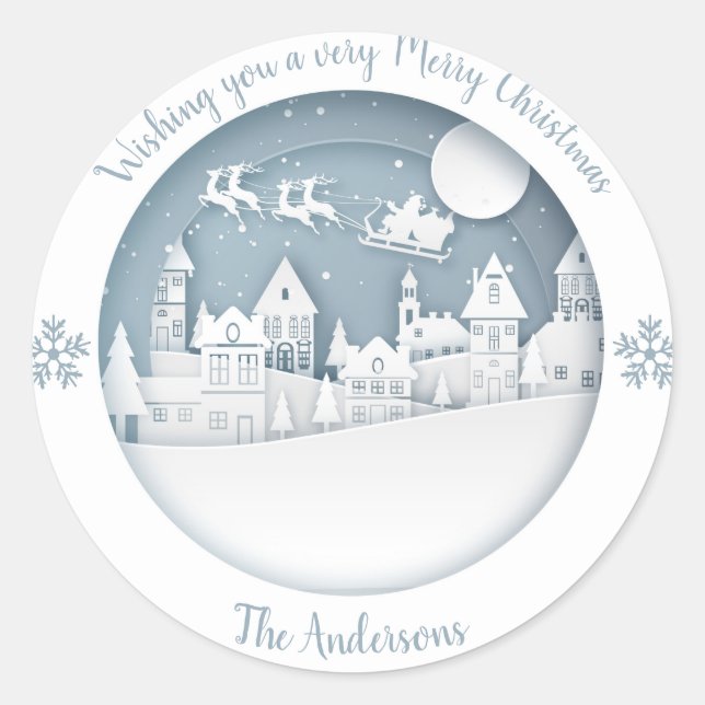 Holidays - WC Winter Scene 5 - Customize Classic Round Sticker (Front)