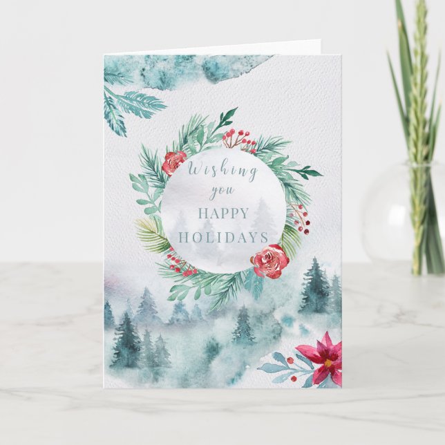 Holidays - WC Wreath on Winter Scene Card (Front)