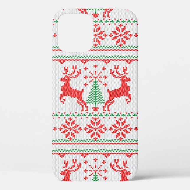 Holidays White Knit Christmas Ugly Sweater Ho Deer Case-Mate iPhone Case (Back)