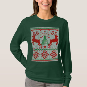 Holidays White Knit Style Sweater Deer