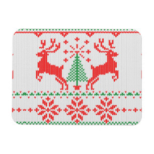 Holidays White Knit Ugly Sweater Ho Deer Magnet