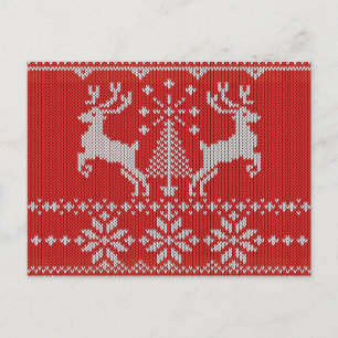 Holidays White Knit Ugly Sweater Style All Over Holiday Postcard