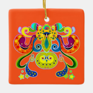 holiES - abstract happy holy Cow + your ideas Ceramic Ornament