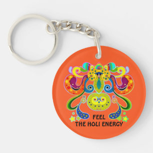 holiES - abstract happy holy Cow + your ideas Keychain