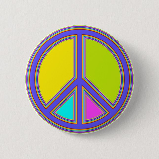 holiES - colourful PEACE sign + your ideas 2 Inch Round Button (Front)
