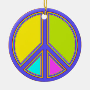 holiES - colourful PEACE sign + your ideas Ceramic Ornament