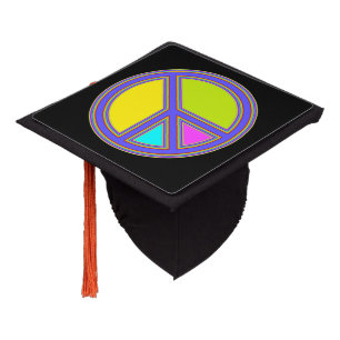 holiES - colourful PEACE sign + your ideas Graduation Cap Topper