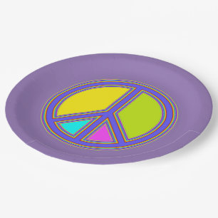 holiES - colourful PEACE sign + your ideas Paper Plate
