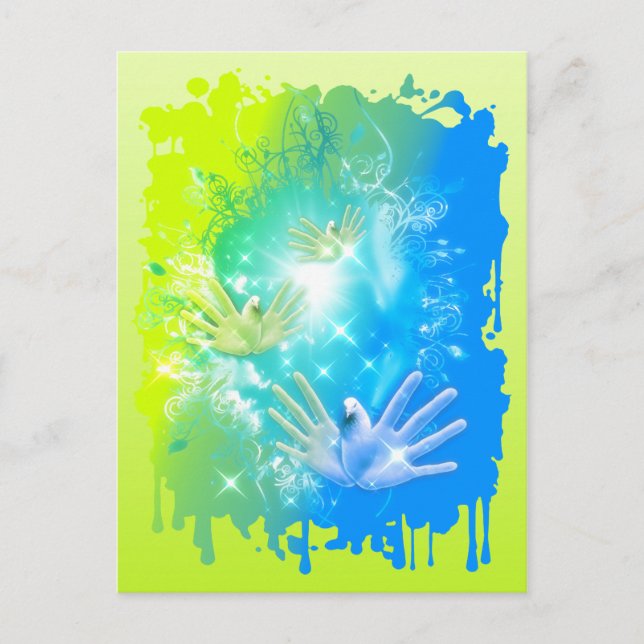 holiES - Flying Hands Pigeons ART Postcard (Front)