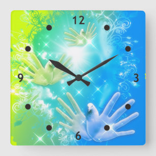 holiES - Flying Hands Pigeons ART Square Wall Clock