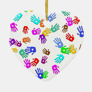 holiES - hands coloured pattern 1 + your backgr. Ceramic Ornament