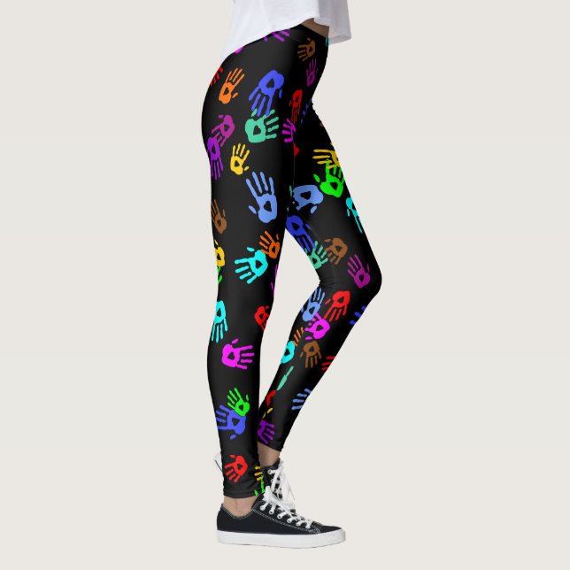 holiES - hands coloured pattern 1 + your backgr. Leggings (Right)