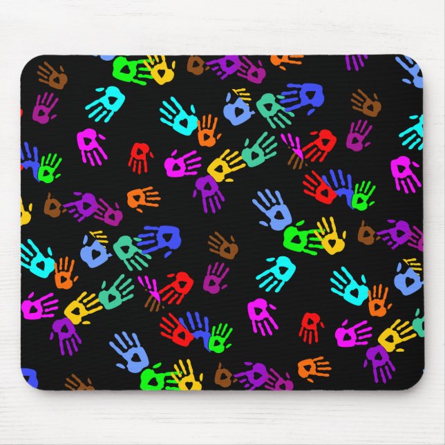 holiES - hands coloured pattern 1 + your backgr. Mouse Pad (Front)