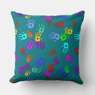 holiES - hands coloured pattern 1 + your backgr. Throw Pillow