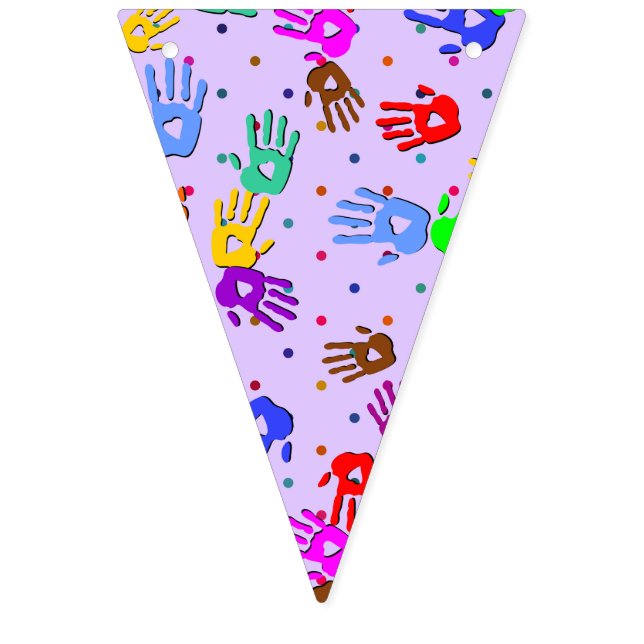 holiES - hands dots coloured pattern 1 Bunting Flags (First Flag)