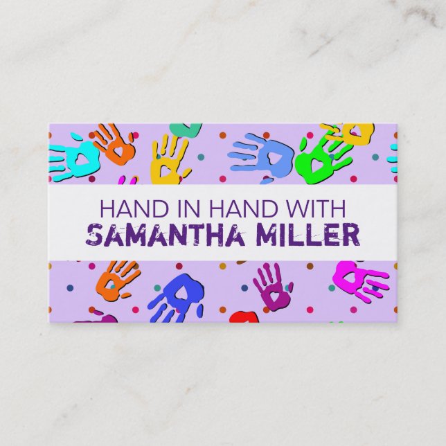 holiES - hands dots coloured pattern 1 Business Card (Front)