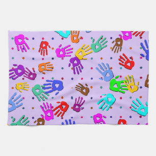 holiES - hands dots coloured pattern 1 Kitchen Towel