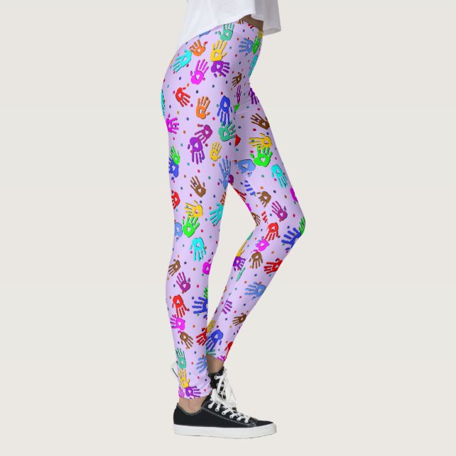 holiES - hands dots coloured pattern 1 Leggings (Right)
