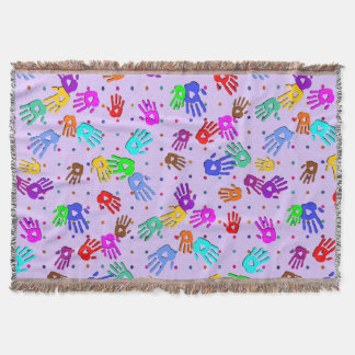 holiES - hands dots coloured pattern 1 Throw Blanket