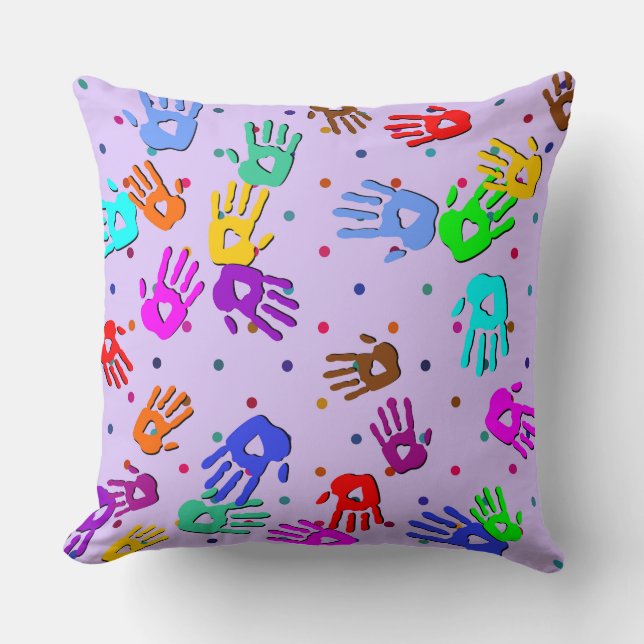 holiES - hands dots coloured pattern 1 Throw Pillow (Front)