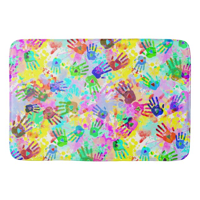 holiES - hands splashes coloured grunge pattern 2 Bath Mat (Front)