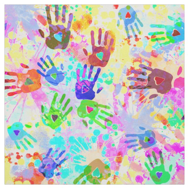 holiES - hands splashes coloured grunge pattern 2 Fabric (Swatch)