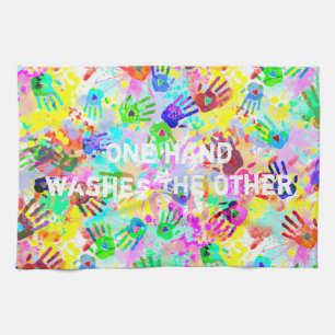holiES - hands splashes coloured grunge pattern 2 Kitchen Towel