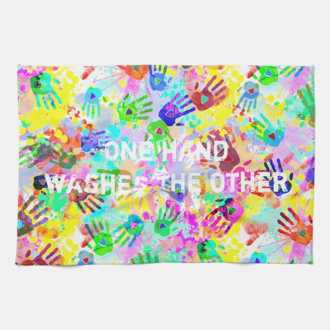 holiES - hands splashes coloured grunge pattern 2 Kitchen Towel (Horizontal)