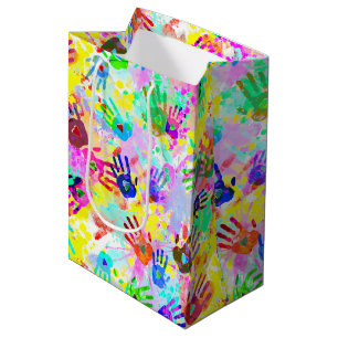 holiES - hands splashes coloured grunge pattern 2 Medium Gift Bag