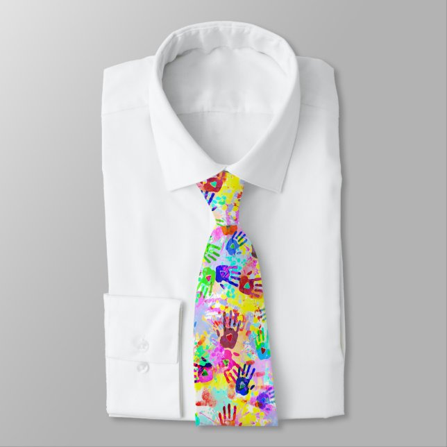 holiES - hands splashes coloured grunge pattern 2 Tie (Tied)