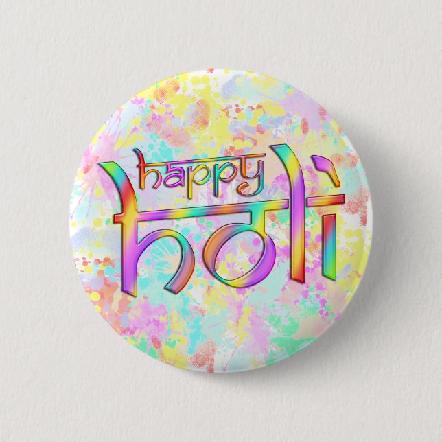 holiES - HAPPY HOLI coloured gradients 1 2 Inch Round Button (Front)