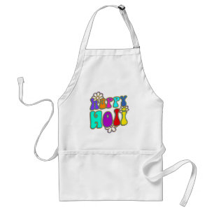 holiES - HAPPY HOLI coloured outline flowers 1 Standard Apron