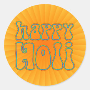 holiES - HAPPY HOLI simply coloured outline 1 Classic Round Sticker