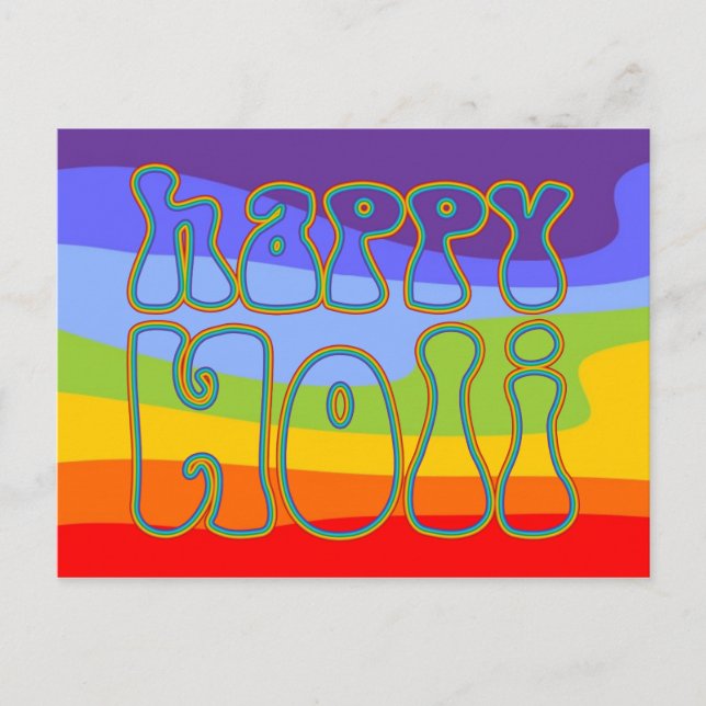 holiES - HAPPY HOLI simply coloured outline 1 Postcard (Front)