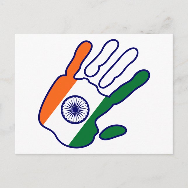 holiES - India Flag Hand Postcard (Front)