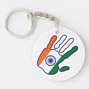holiES - India Flag Hand + your backgrond colour Keychain