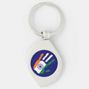 holiES - India Flag Hand + your backgrond colour Keychain