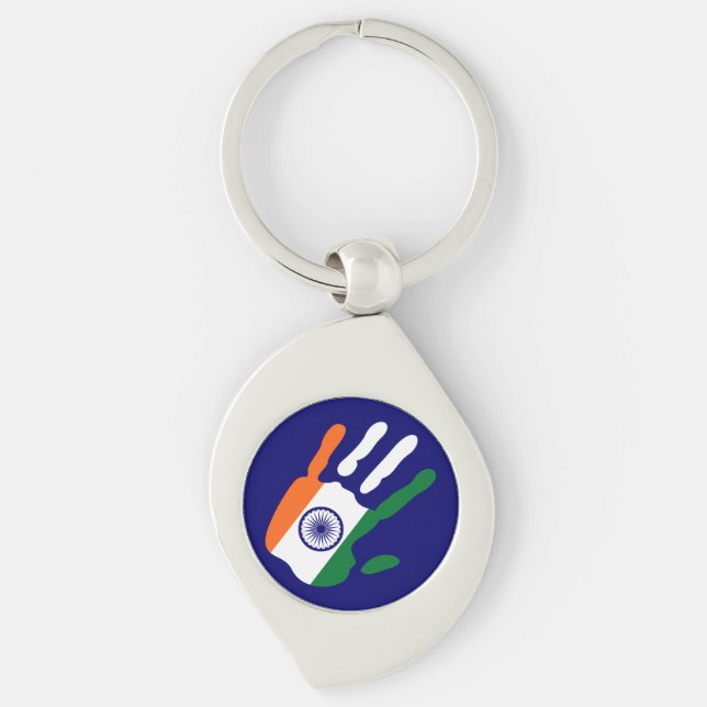 holiES - India Flag Hand + your backgrond colour Keychain (Front)