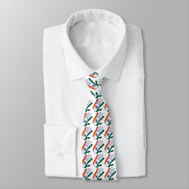 holiES - India Flag Hand + your backgrond colour Tie (Tied)
