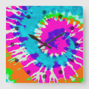 holiES - Power Spiral Batik Style Square Wall Clock