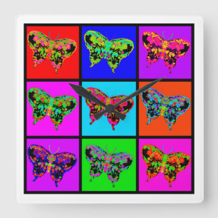 holiES - Psychedelic Butterflies Mosaic Square Wall Clock