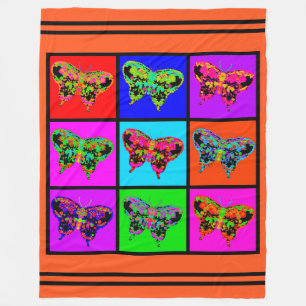 holiES - Psychedelic Butterflies Mosaic / stripes Fleece Blanket