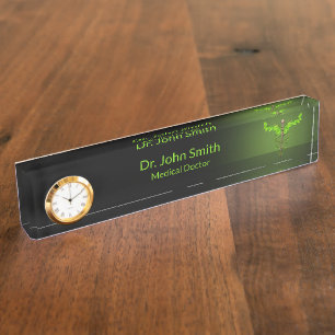  Holistic Alternative Medical Caduceus Green Leave Nameplate