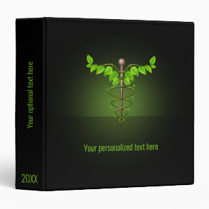 Holistic Alternative Medical Caduceus Green Leaves Binder