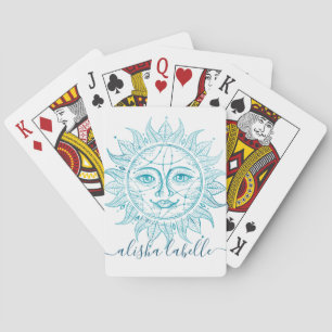 Holistic & Beautiful Celestial Sun Face & Stars Playing Cards