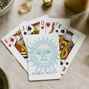 Holistic & Beautiful Celestial Sun Face & Stars Playing Cards